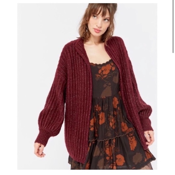 TRULY MADLY DEEPLY Ava Maroon Chunky Cardigan Small Oversized Balloon Sleeve - Picture 11 of 11